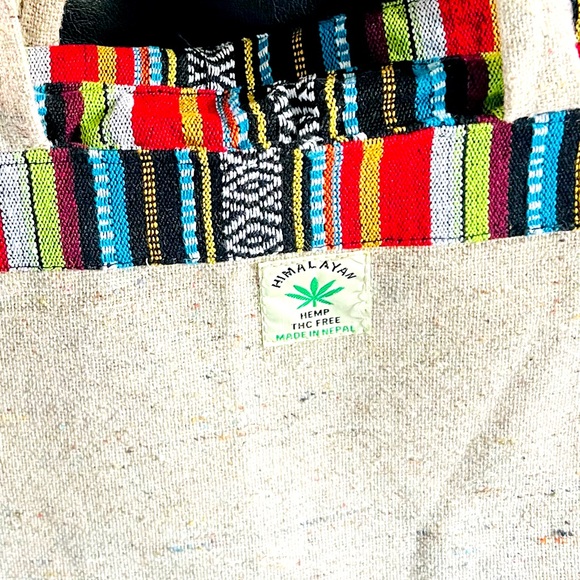 Himalayan Hemp THC Free Zippered Large Tote Bag Made in Nepal - Picture 4 of 7